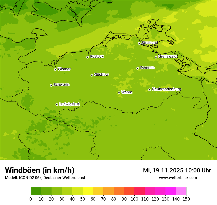 Modellkarten Windgeschwindigkeit