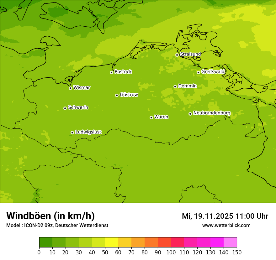 Modellkarten Windgeschwindigkeit