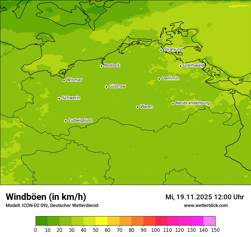 Modellkarten Windgeschwindigkeit