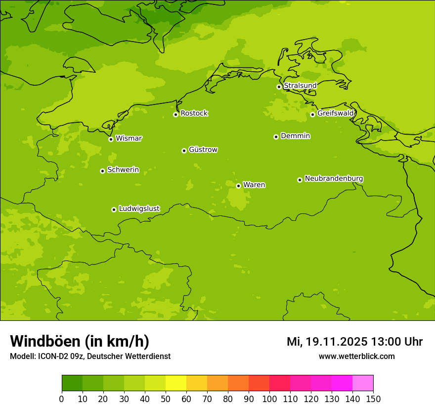 Modellkarten Windgeschwindigkeit