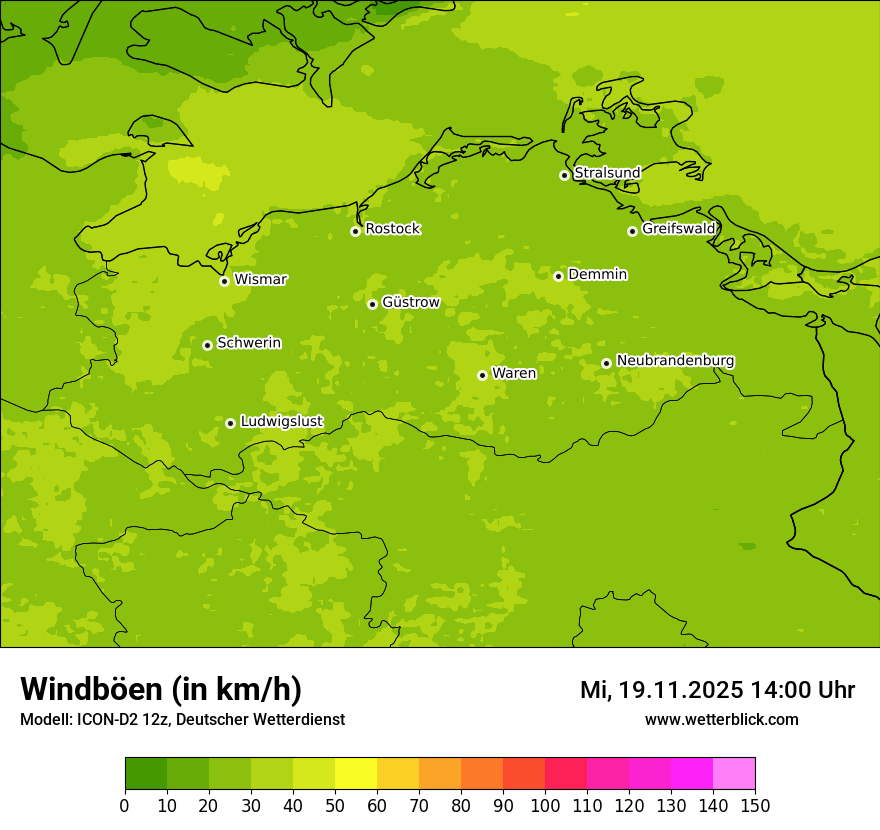 Modellkarten Windgeschwindigkeit