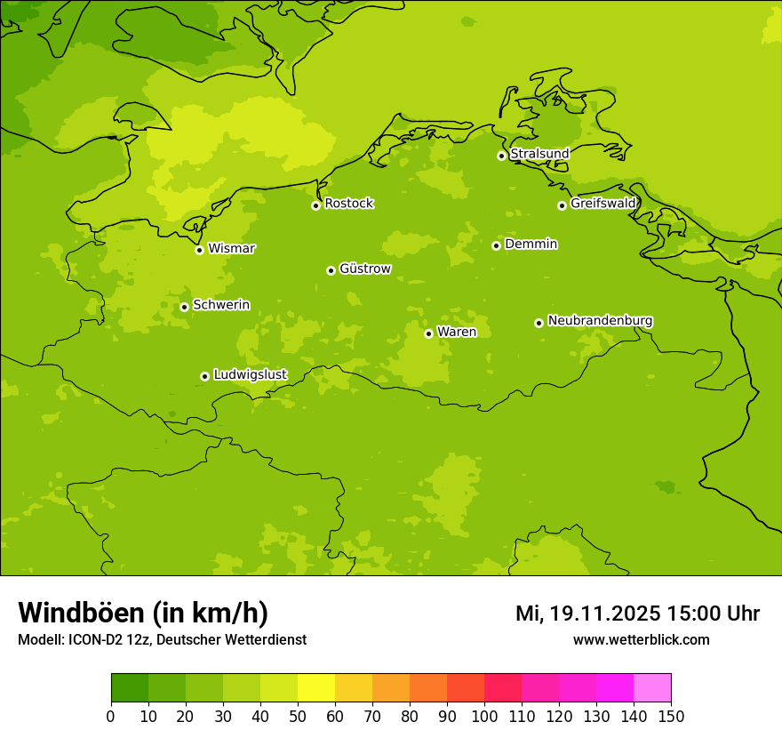 Modellkarten Windgeschwindigkeit