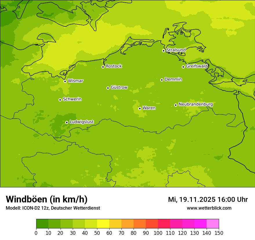 Modellkarten Windgeschwindigkeit