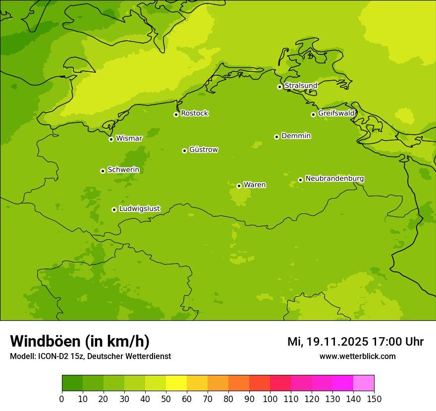 Modellkarten Windgeschwindigkeit