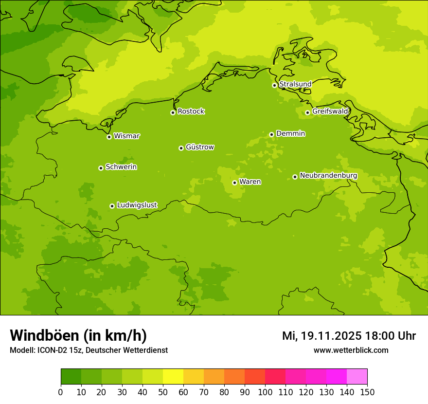 Modellkarten Windgeschwindigkeit