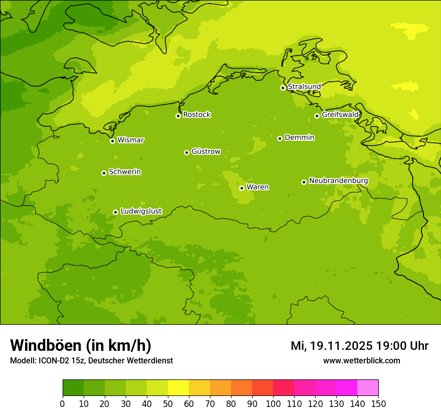 Modellkarten Windgeschwindigkeit
