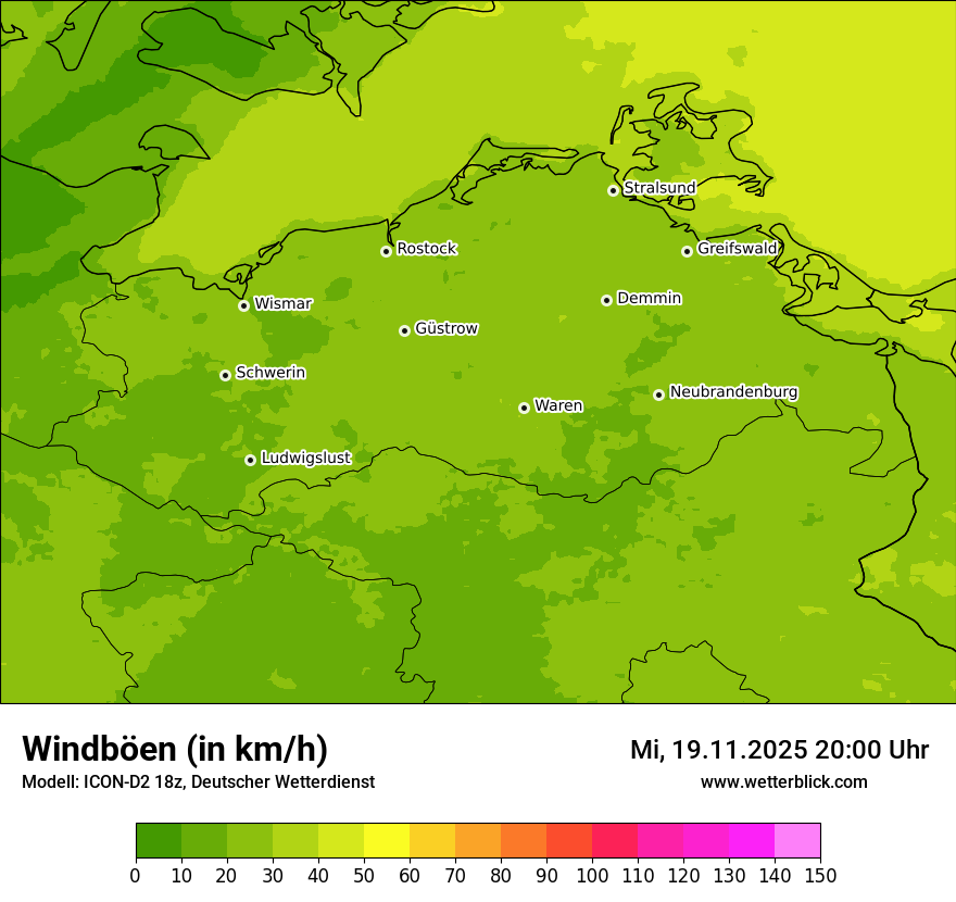 Modellkarten Windgeschwindigkeit