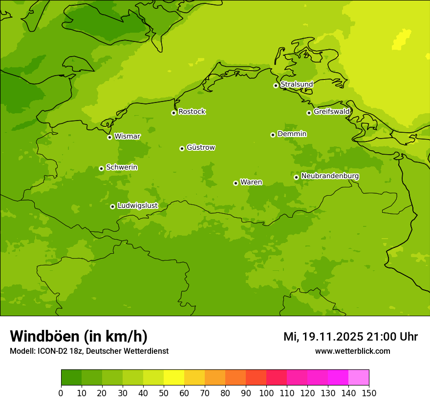 Modellkarten Windgeschwindigkeit