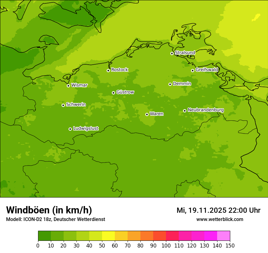 Modellkarten Windgeschwindigkeit