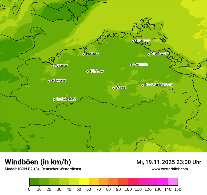 Modellkarten Windgeschwindigkeit