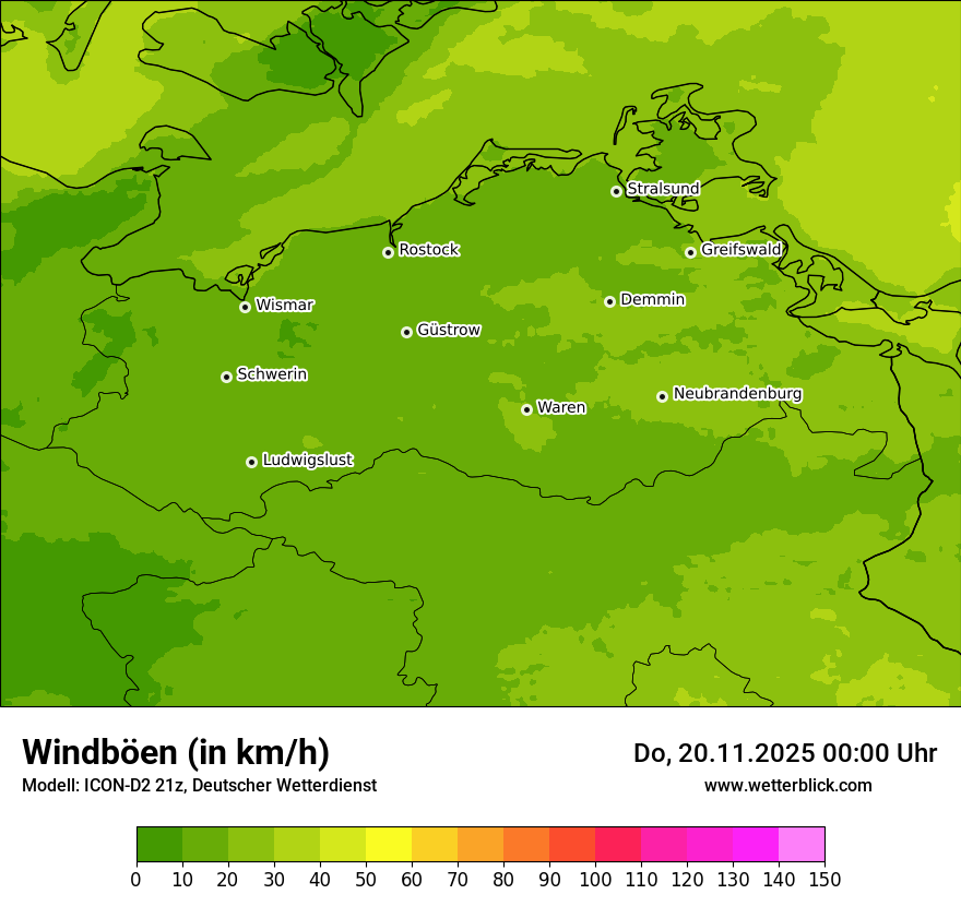 Modellkarten Windgeschwindigkeit