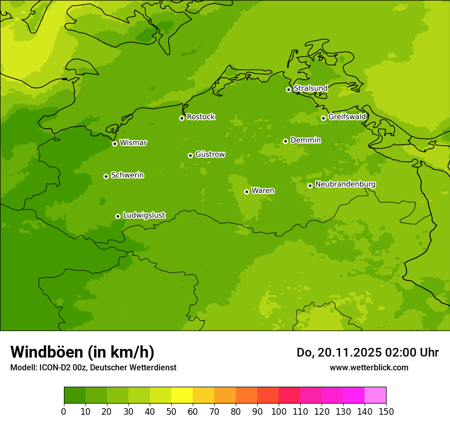 Modellkarten Windgeschwindigkeit