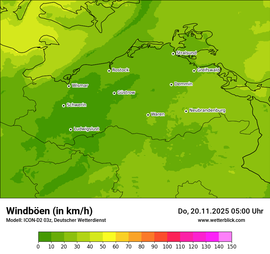 Modellkarten Windgeschwindigkeit