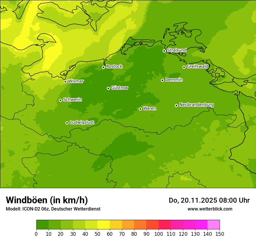 Modellkarten Windgeschwindigkeit