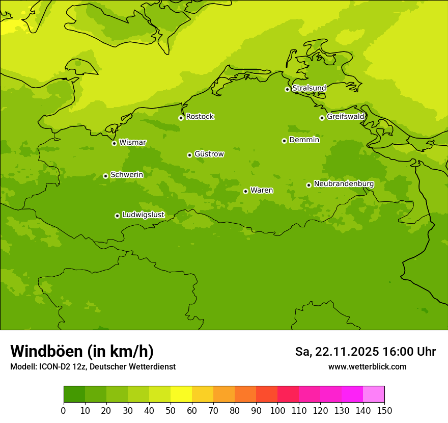 Modellkarten Windgeschwindigkeit