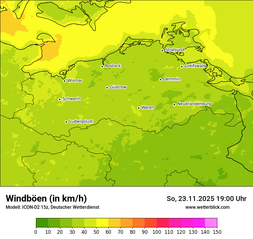Modellkarten Windgeschwindigkeit