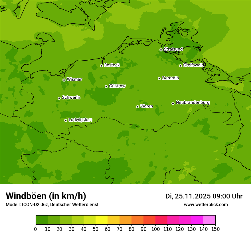 Modellkarten Windgeschwindigkeit