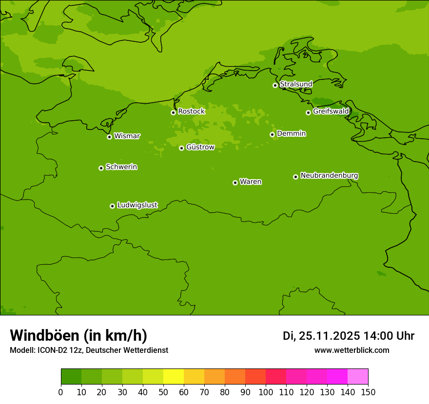 Modellkarten Windgeschwindigkeit