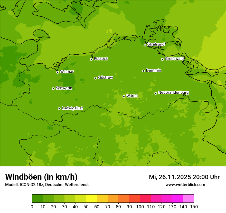 Modellkarten Windgeschwindigkeit