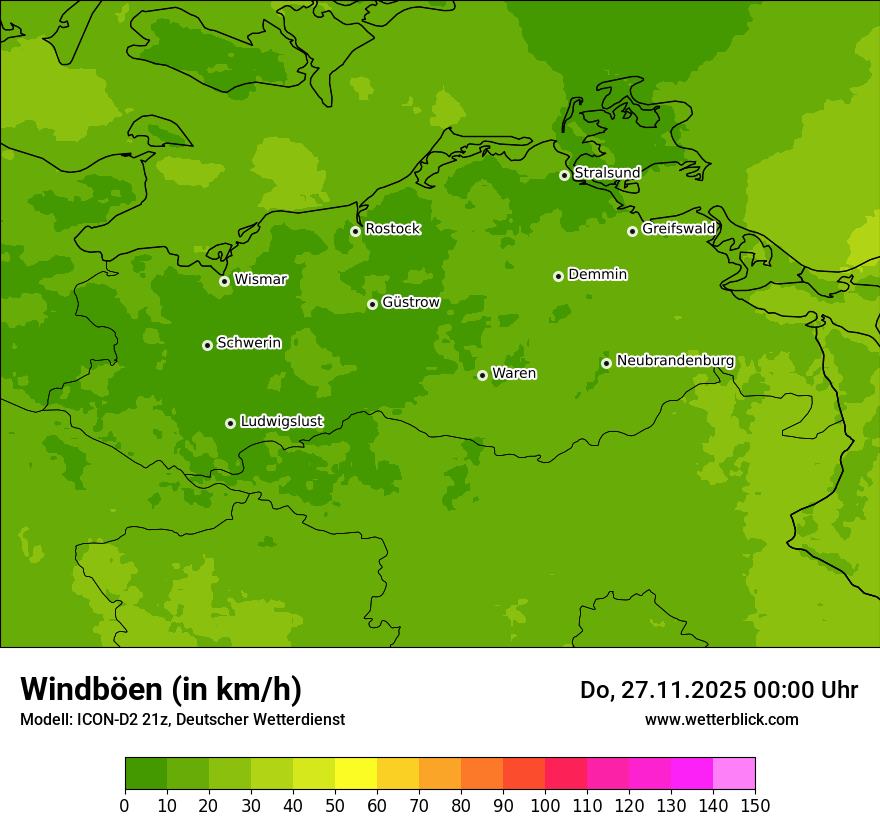 Modellkarten Windgeschwindigkeit