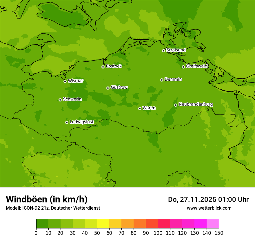 Modellkarten Windgeschwindigkeit