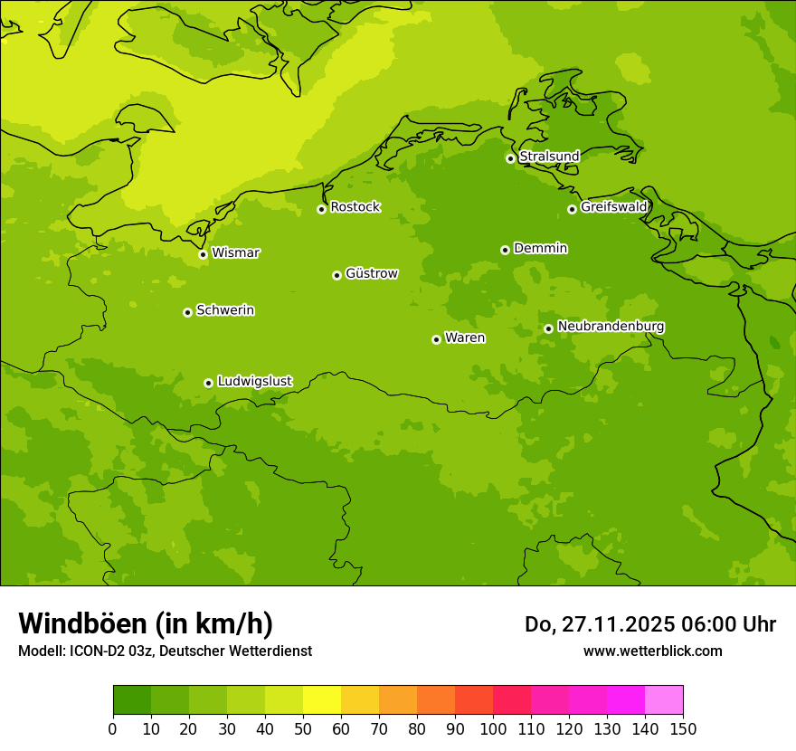 Modellkarten Windgeschwindigkeit