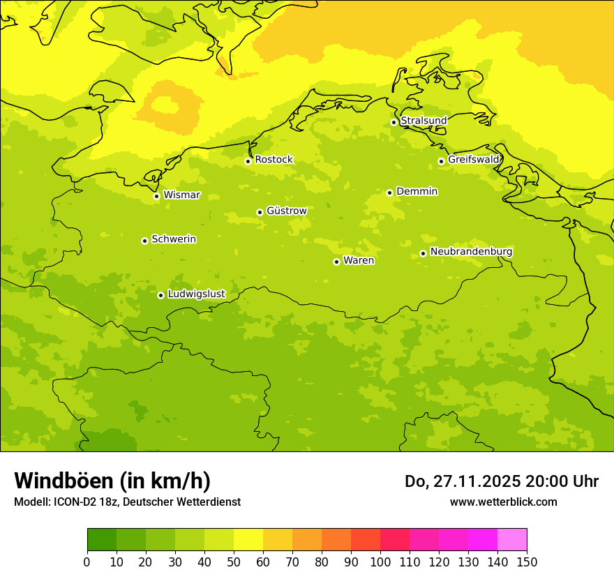 Modellkarten Windgeschwindigkeit