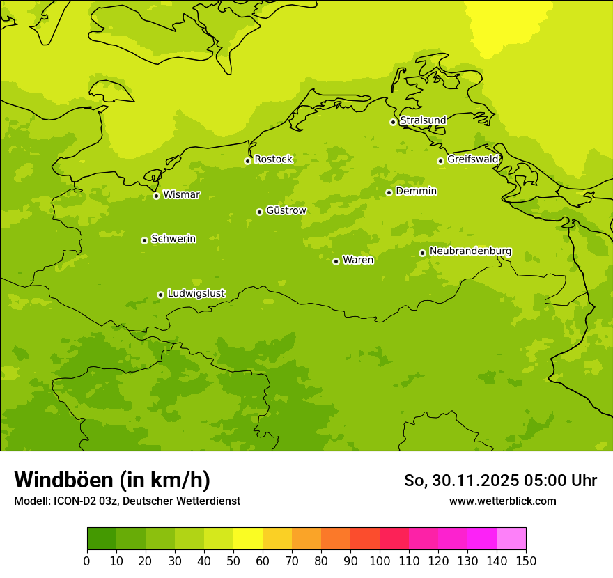 Modellkarten Windgeschwindigkeit