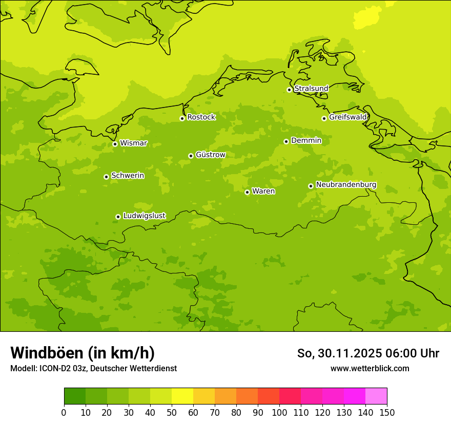Modellkarten Windgeschwindigkeit