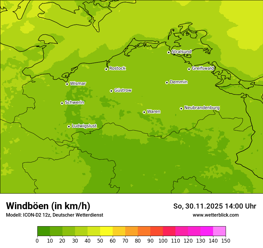 Modellkarten Windgeschwindigkeit