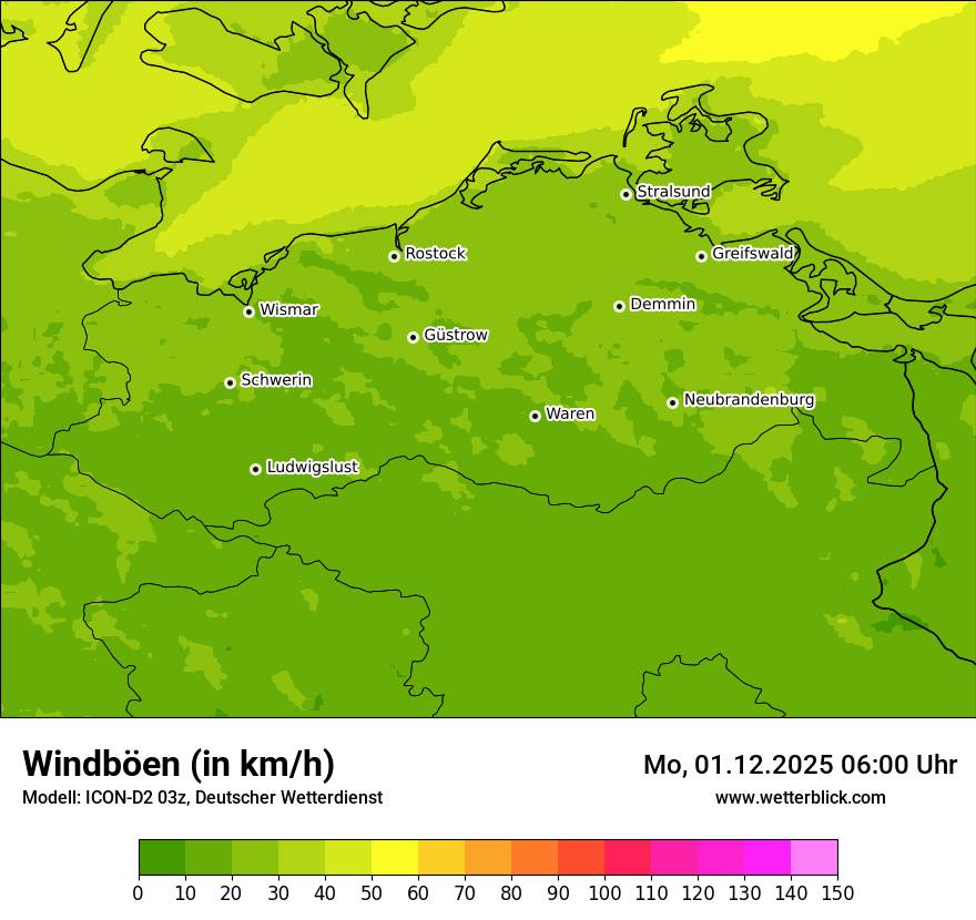 Modellkarten Windgeschwindigkeit