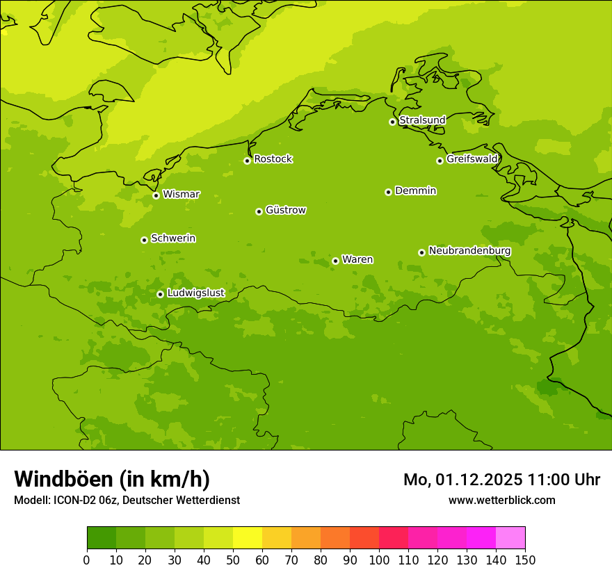 Modellkarten Windgeschwindigkeit