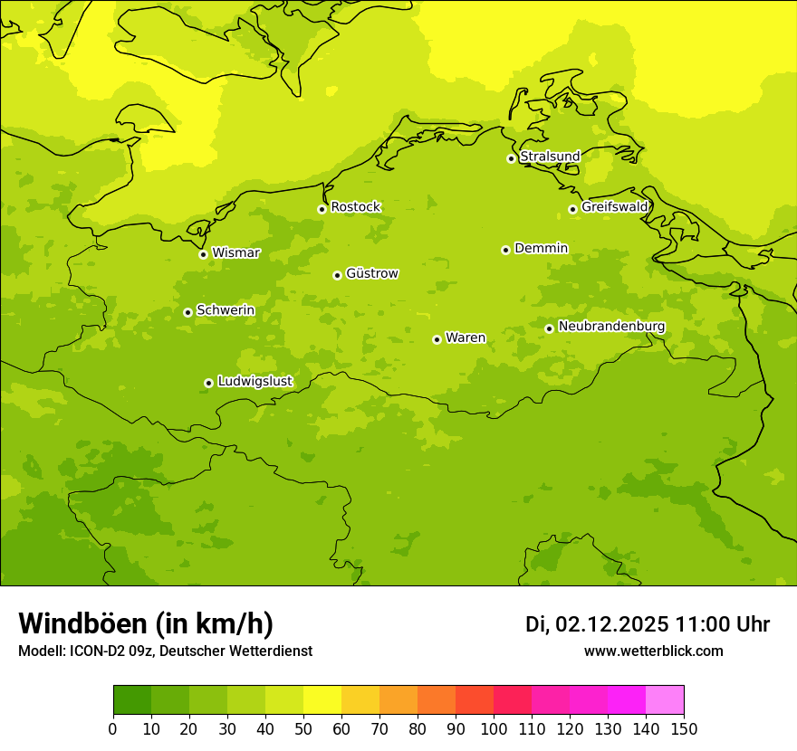 Modellkarten Windgeschwindigkeit