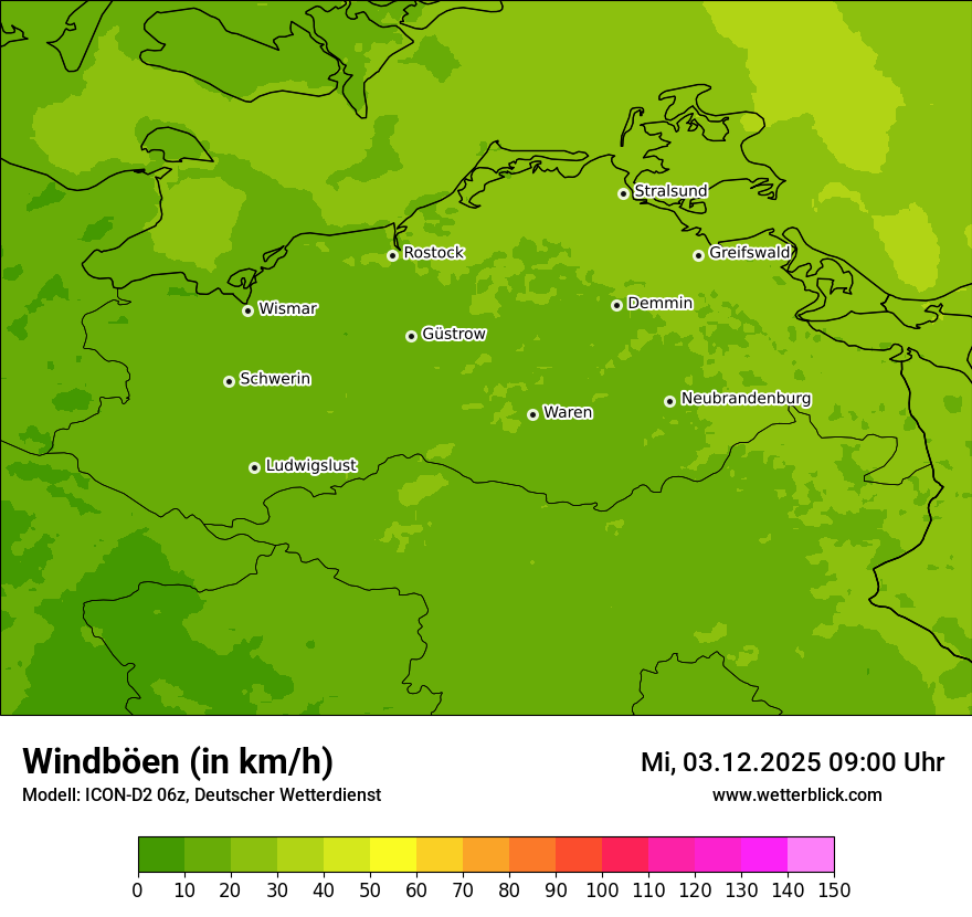 Modellkarten Windgeschwindigkeit