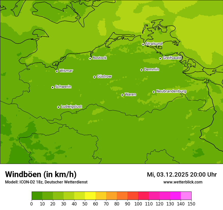 Modellkarten Windgeschwindigkeit