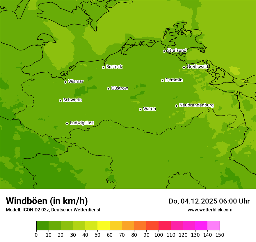 Modellkarten Windgeschwindigkeit