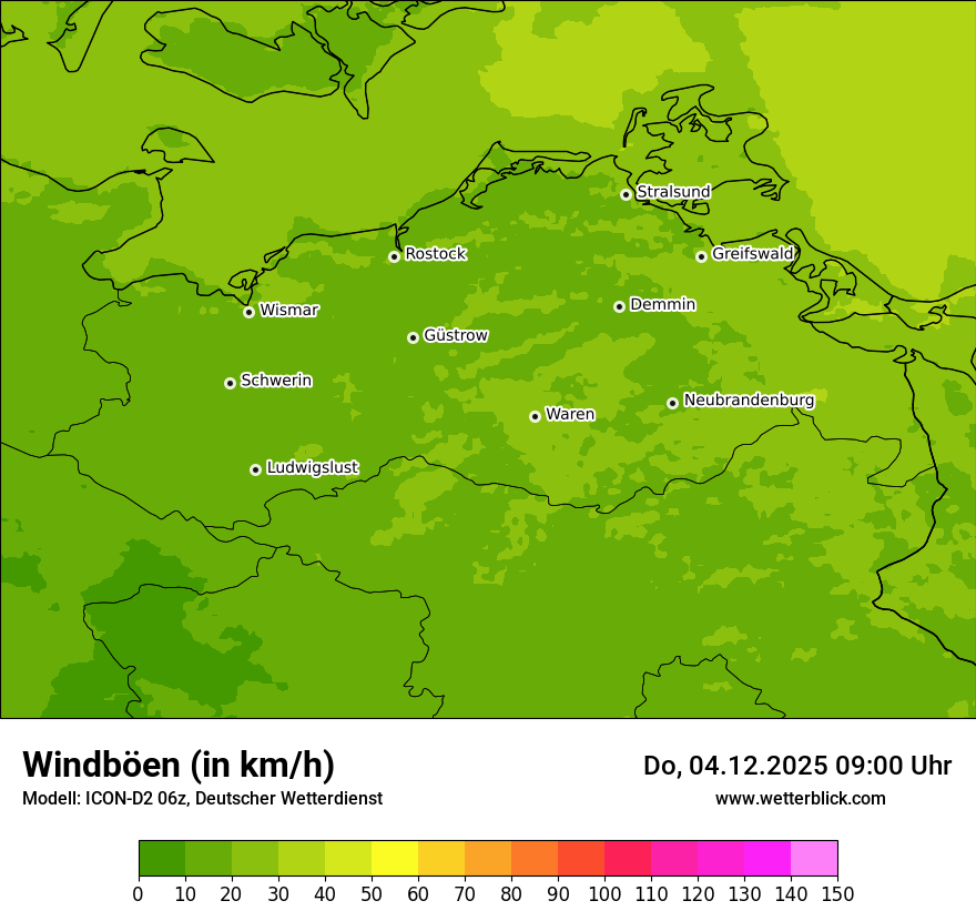 Modellkarten Windgeschwindigkeit