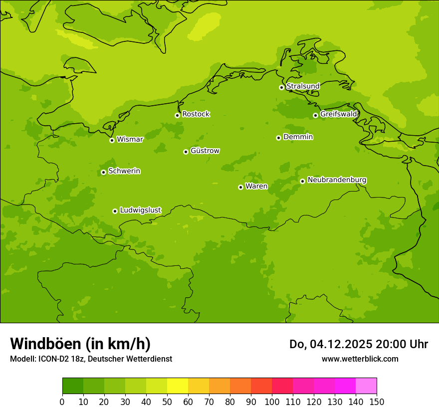 Modellkarten Windgeschwindigkeit