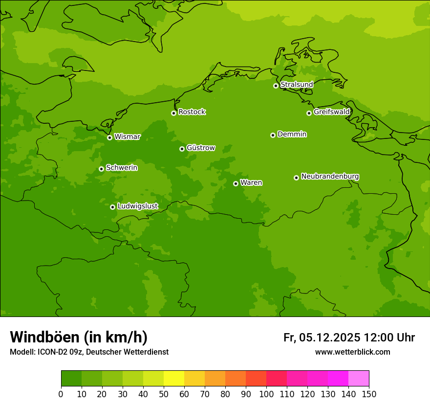 Modellkarten Windgeschwindigkeit