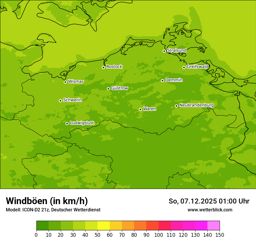 Modellkarten Windgeschwindigkeit
