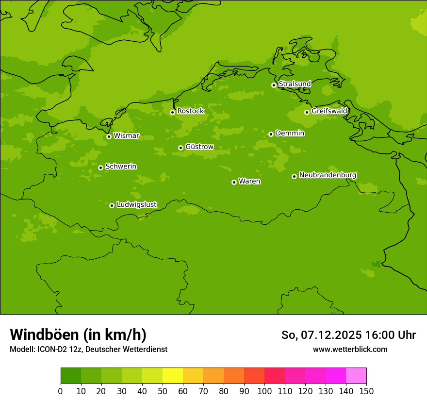 Modellkarten Windgeschwindigkeit
