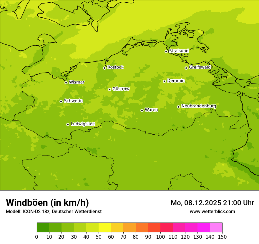 Modellkarten Windgeschwindigkeit