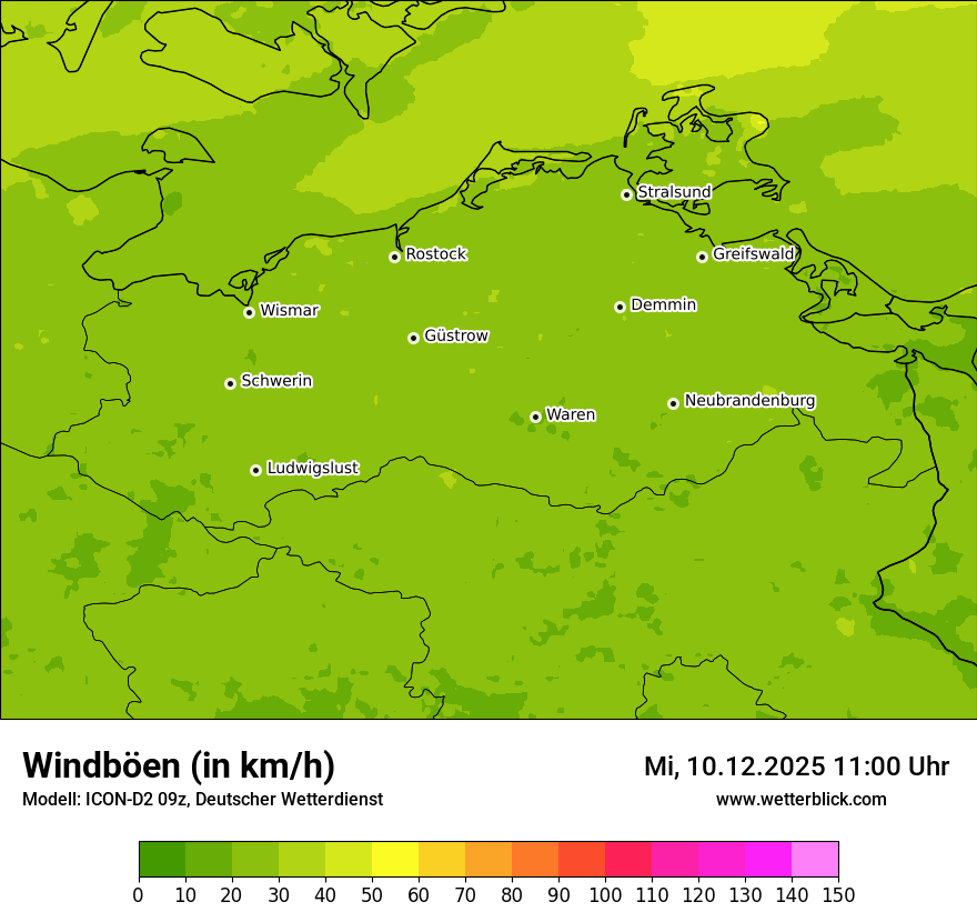 Modellkarten Windgeschwindigkeit