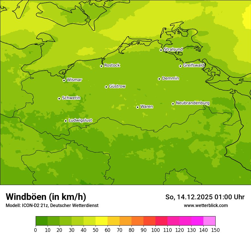 Modellkarten Windgeschwindigkeit