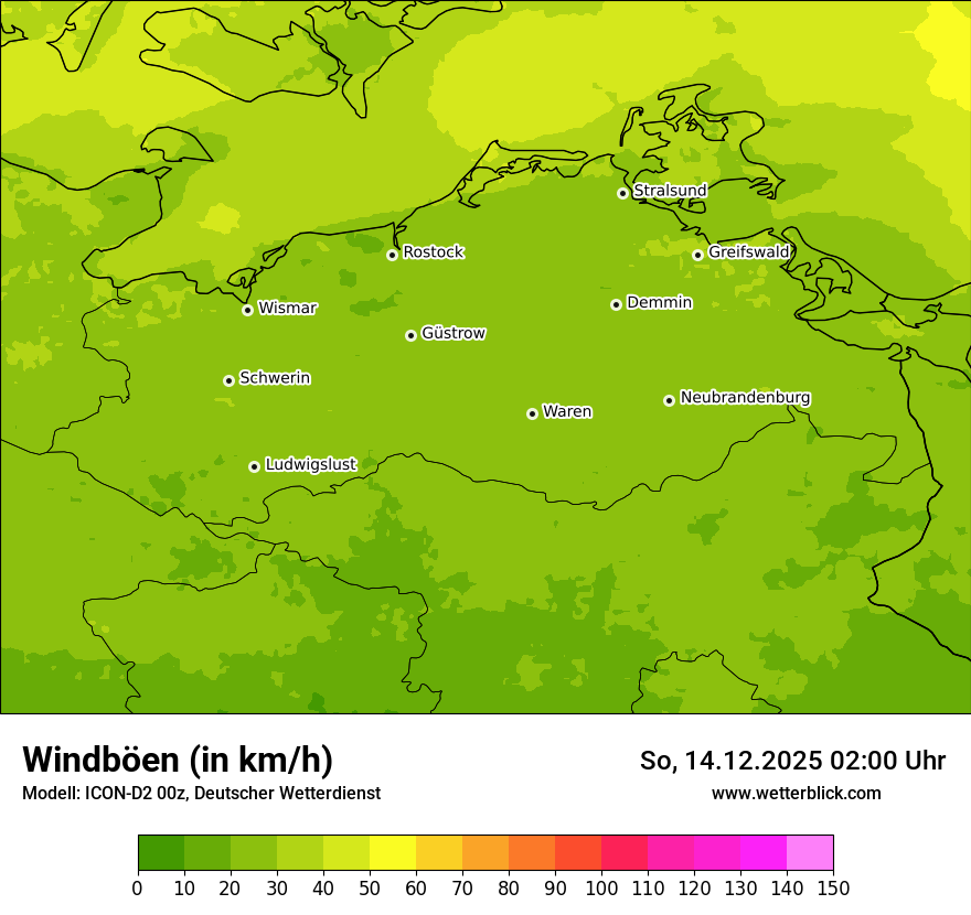 Modellkarten Windgeschwindigkeit