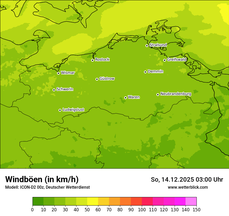 Modellkarten Windgeschwindigkeit