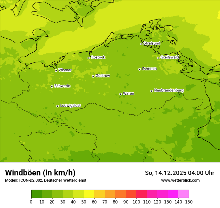 Modellkarten Windgeschwindigkeit