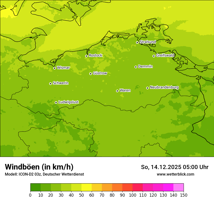 Modellkarten Windgeschwindigkeit