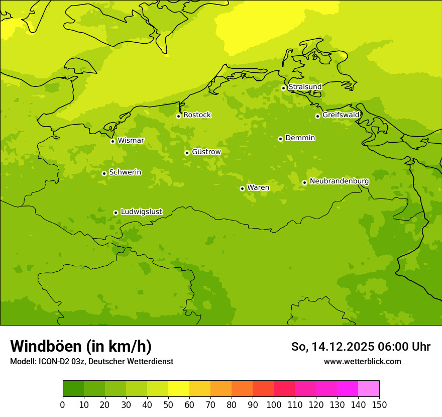 Modellkarten Windgeschwindigkeit