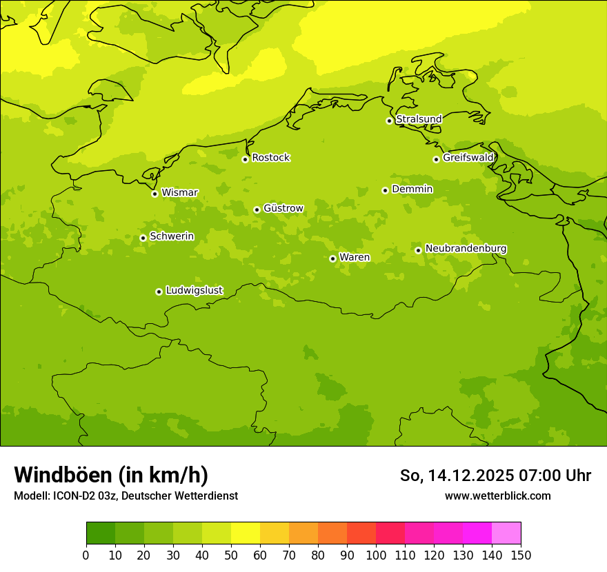 Modellkarten Windgeschwindigkeit